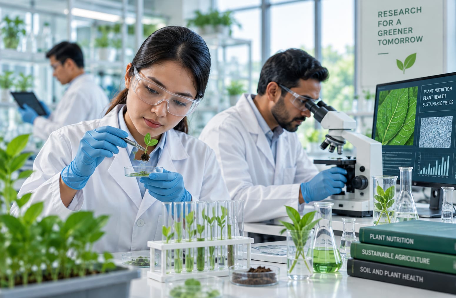 Peneliti laboratorium Asian Agro menyiapkan sampel formulasi cair