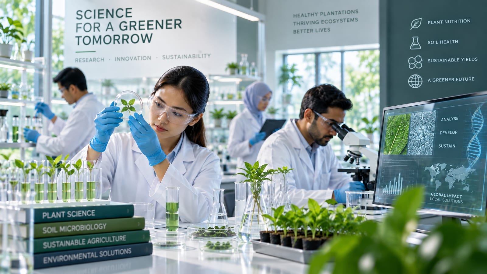 Laboratory researcher preparing Hevealife formulation samples